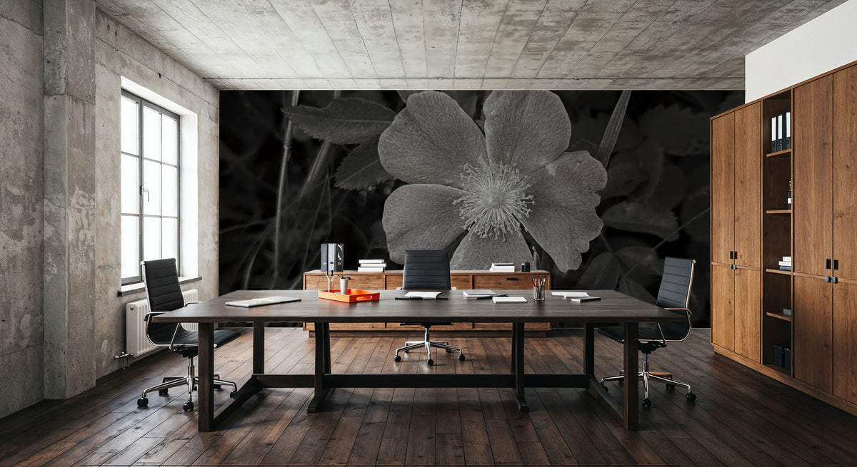Wild Rose BW IV Mural Wallpaper - room preview 06