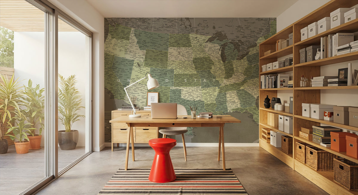 US Map Detailed - Camo Mural Wallpaper - room preview 06