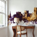 Durham England Skyline Purple & Gold Mural Wallpaper - room preview 06