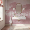 Mediterranean Pine Landscape, Dusty Pink Mural Wallpaper - room preview 06