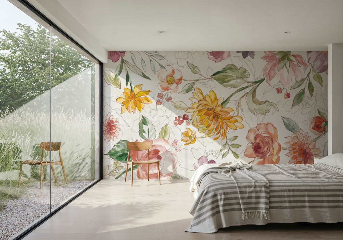 August Blooms Mural Wallpaper - Light Tone - room preview 06