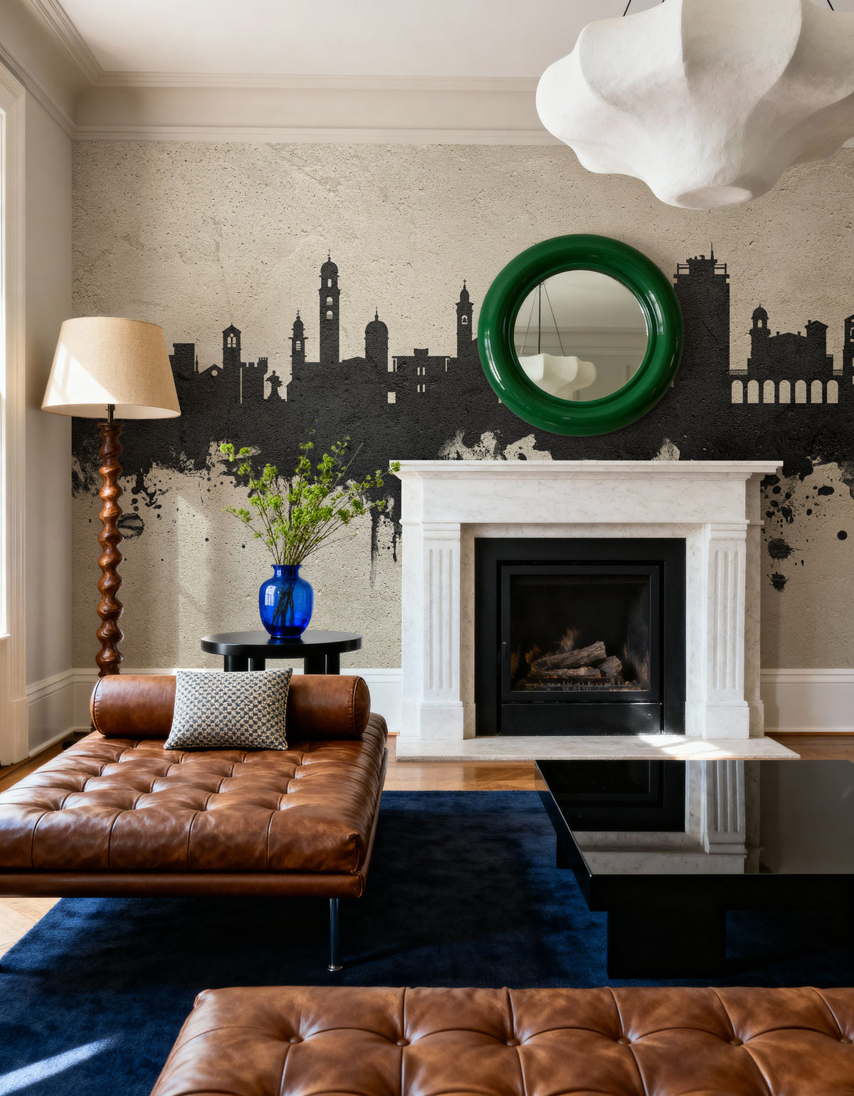 Lugano Switzerland Skyline Concrete Mural Wallpaper - room preview 06