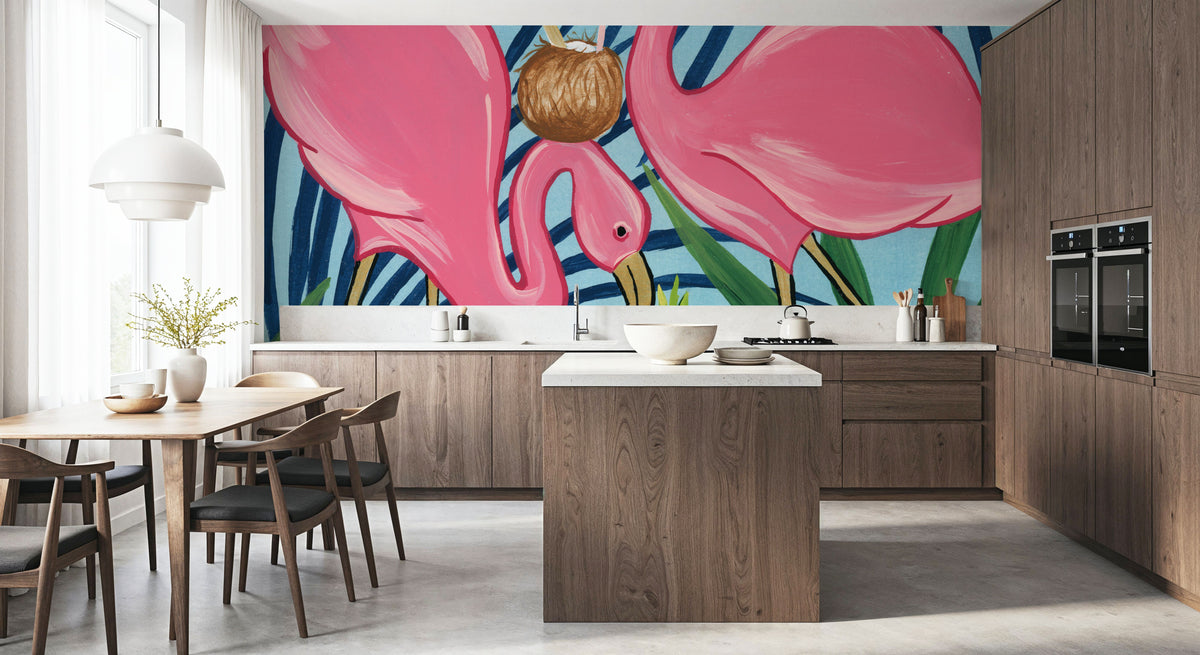 Flamingo Happy Hour I Mural Wallpaper - room preview 06