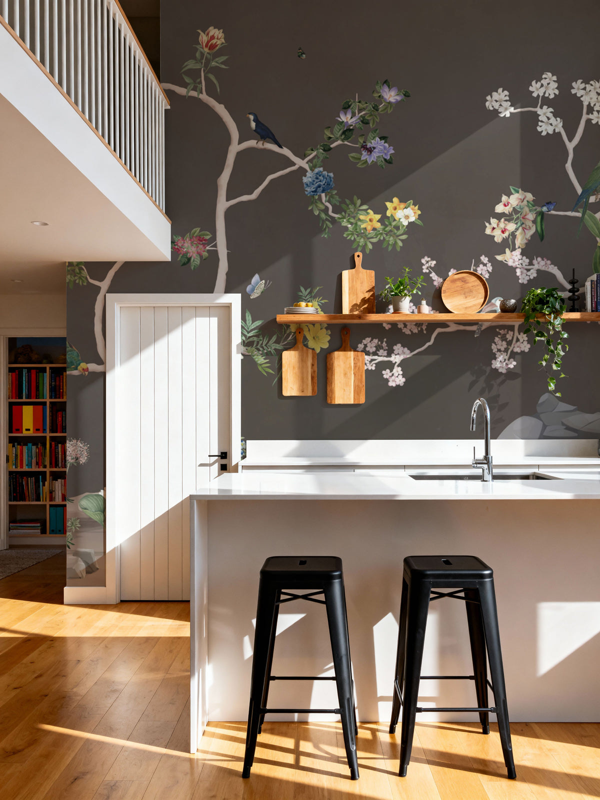 Birds in the Garden Dark Mural Wallpaper - room preview 06