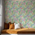 Flower Blush Mint Mural Wallpaper - room preview 06