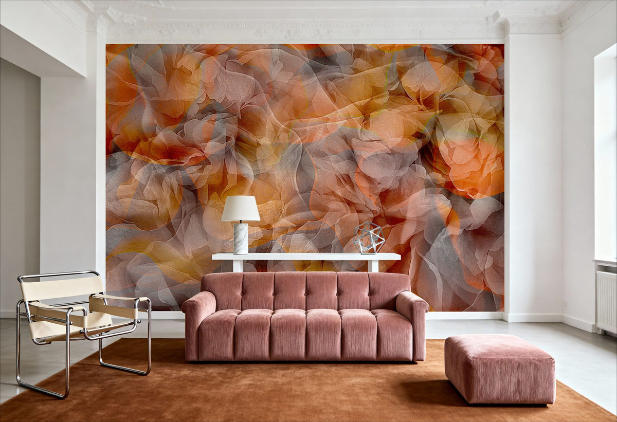 Sunset Floral Waves Mural Wallpaper - room preview 06