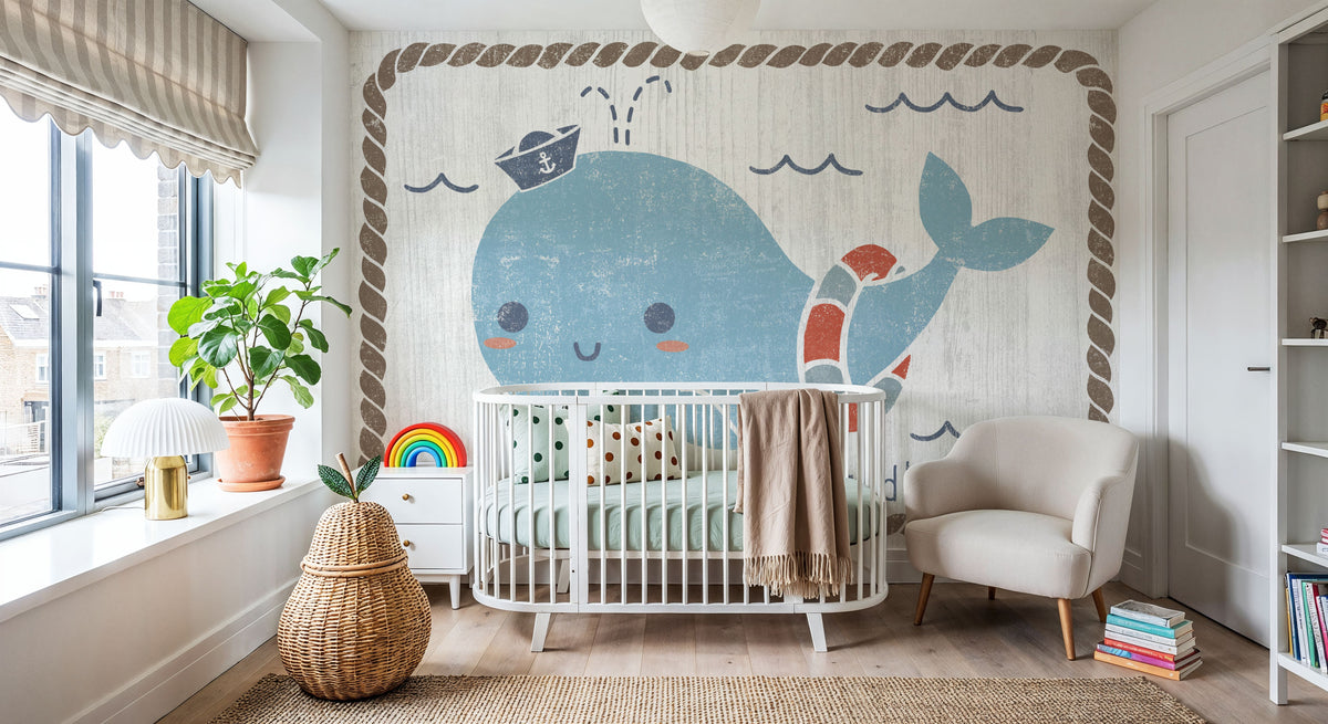 Nautical Friends Whale of a Time Mural Wallpaper - room preview 06
