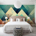 Reduced Mountains Turquoise Mural Wallpaper - room preview 06