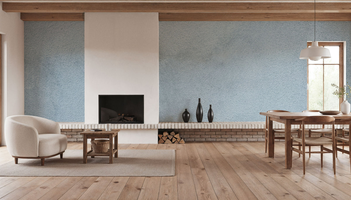 Stucco, Ice Blue Mural Wallpaper - room preview 06