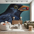 Black Bird with a Berry Mural Wallpaper - room preview 06