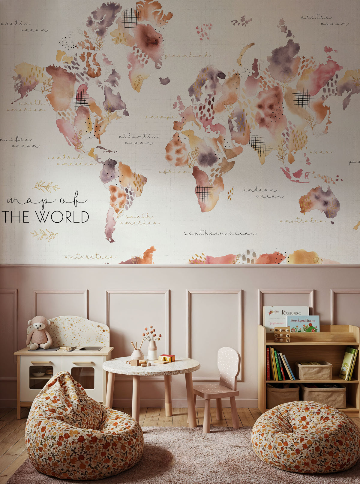 Desert Bloom Map Mural Wallpaper - room preview 06