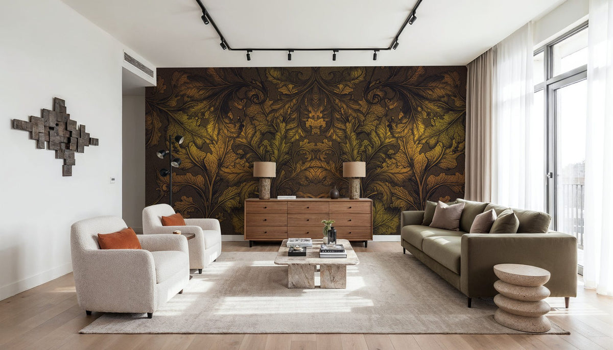 Shielded Leaf Autumn Mural Wallpaper - room preview 06