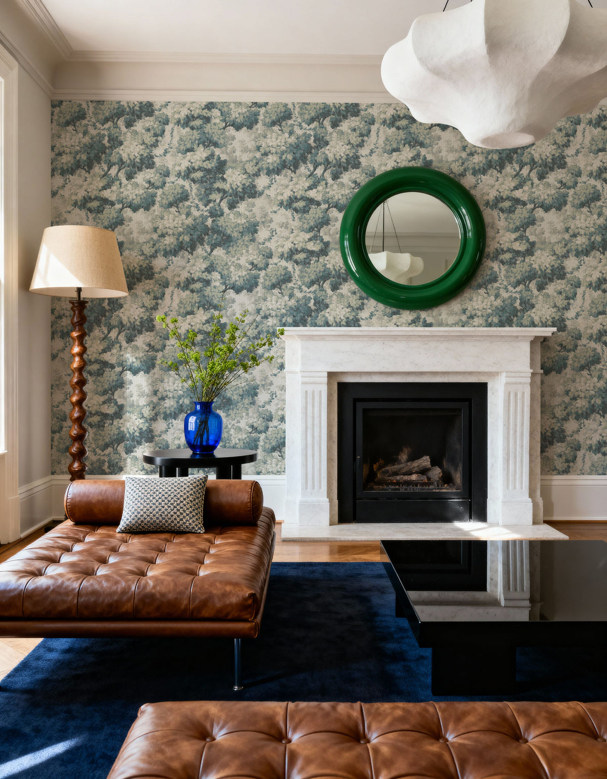 Greenwood Linden, Soft Teal Mural Wallpaper - room preview 06