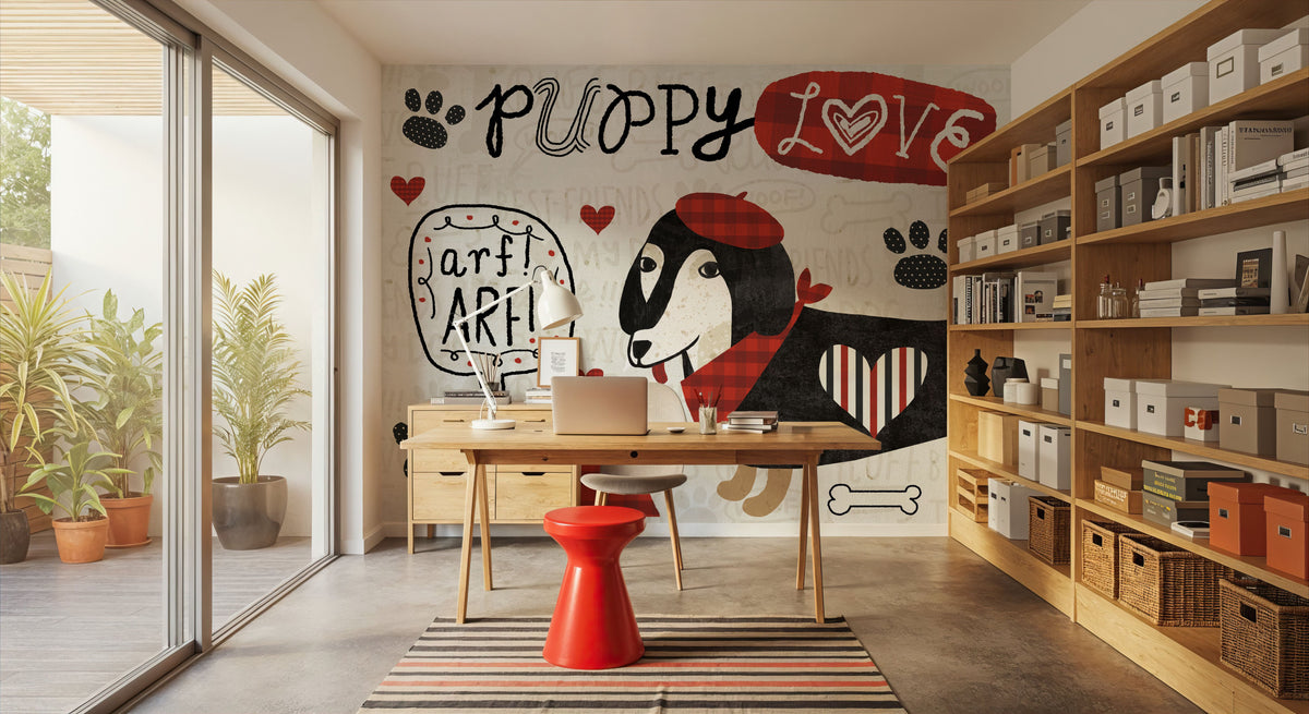 Puppy Love V Mural Wallpaper - room preview 06