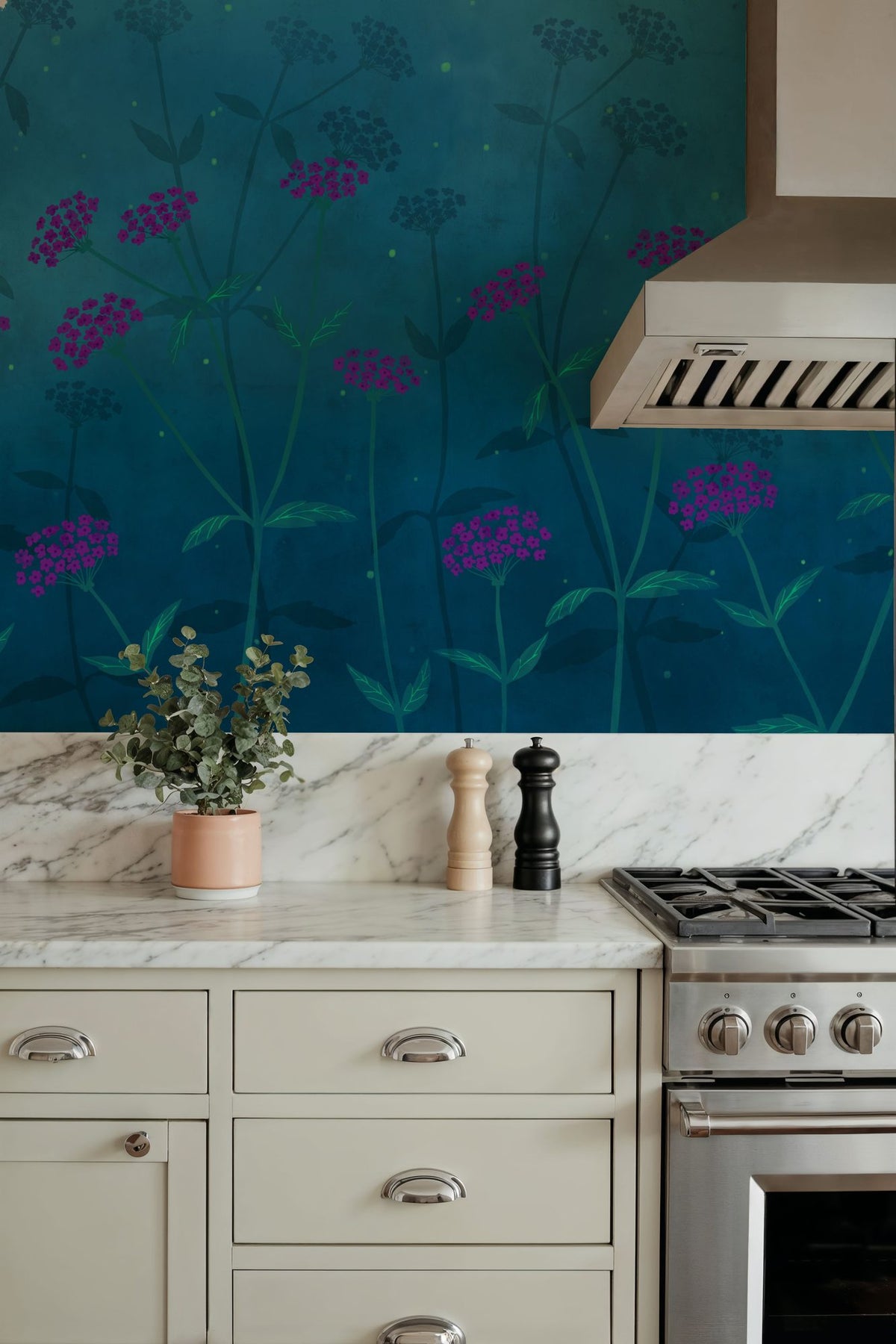 Twilight Garden Mural Wallpaper - Blue Tone - room preview 06