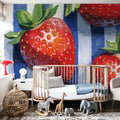 Stripe Cloth Berries Mural Wallpaper - room preview 06