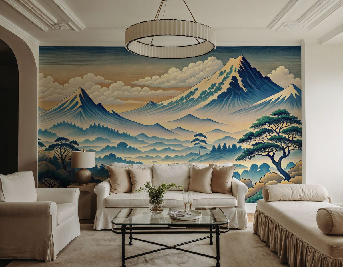 Ukiyo-e Mountains Mural Wallpaper - room preview 06