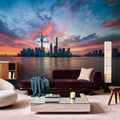Pudong Sunrise Blue Mural Wallpaper - room preview 06