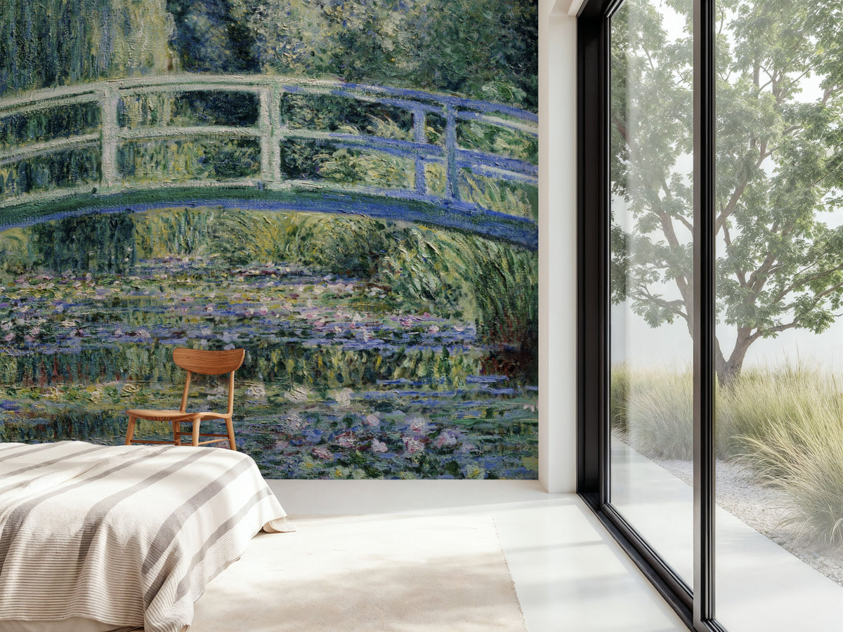 Water Lilies and Japanese Bridge Mural Wallpaper - room preview 06