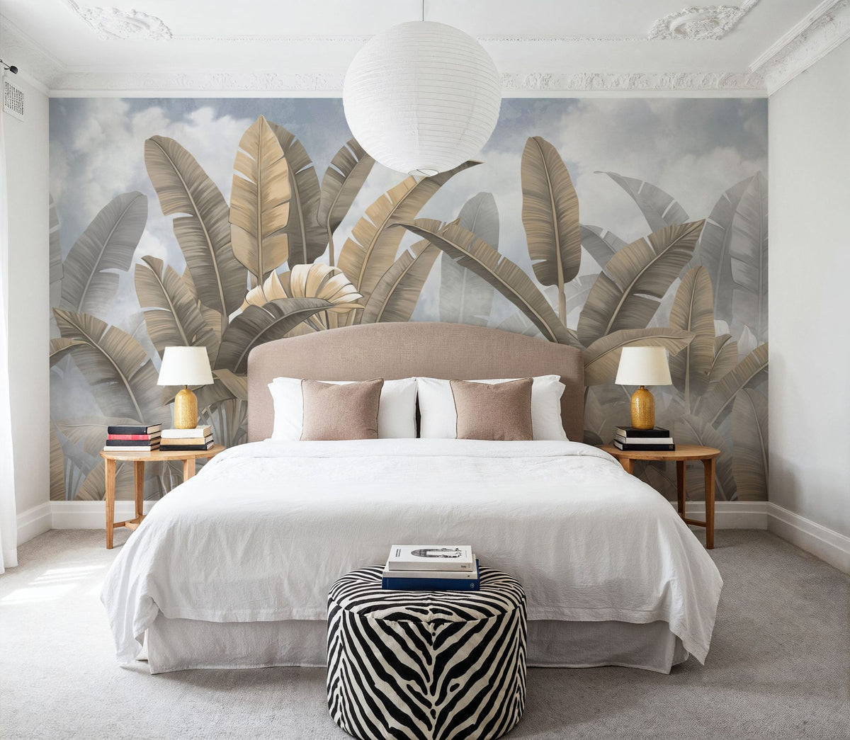 Banana Palms, Beige Mural Wallpaper - room preview 06