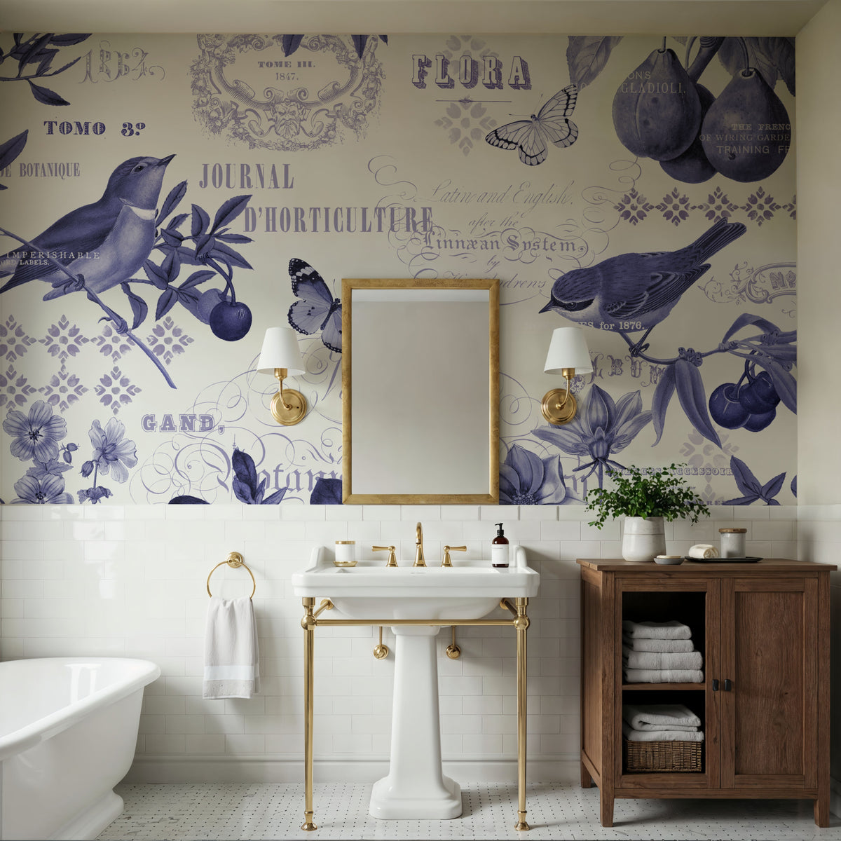 Botanical Blue I Mural Wallpaper - room preview 06