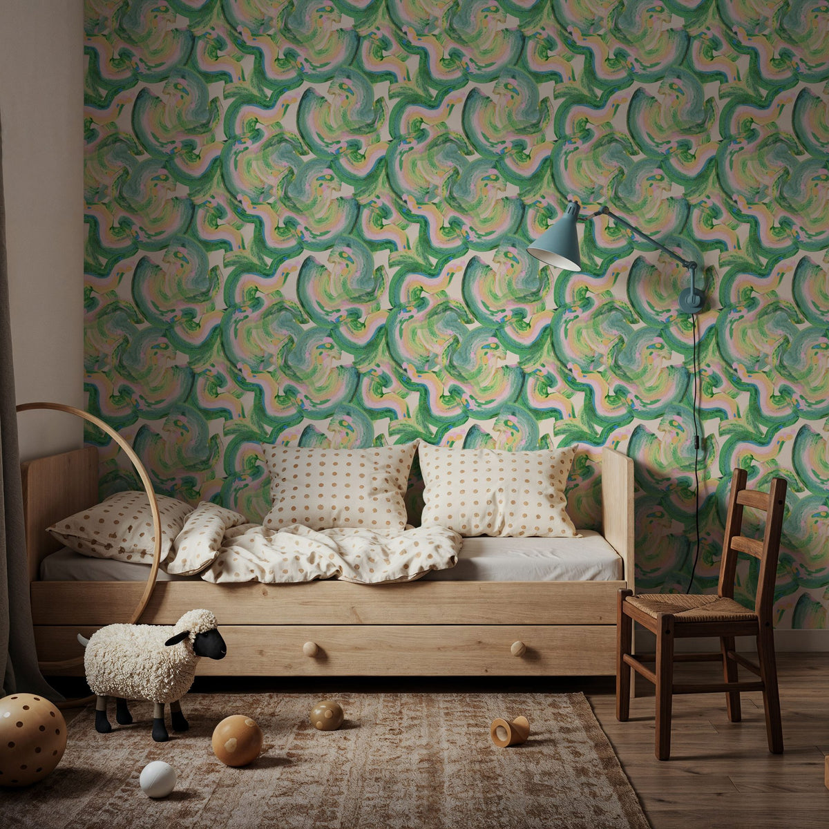 Rainbow Twirls Mural Wallpaper - room preview 06