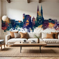 Uppsala Skyline Blue & Bronze Mural Wallpaper - room preview 06