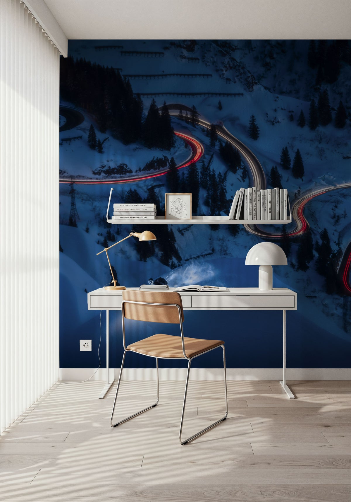 Night Skiing Mural Wallpaper - room preview 06