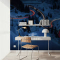 Night Skiing Mural Wallpaper - room preview 06