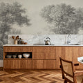 Riverbank Oak Landscape, Argent Mural Wallpaper - room preview 06