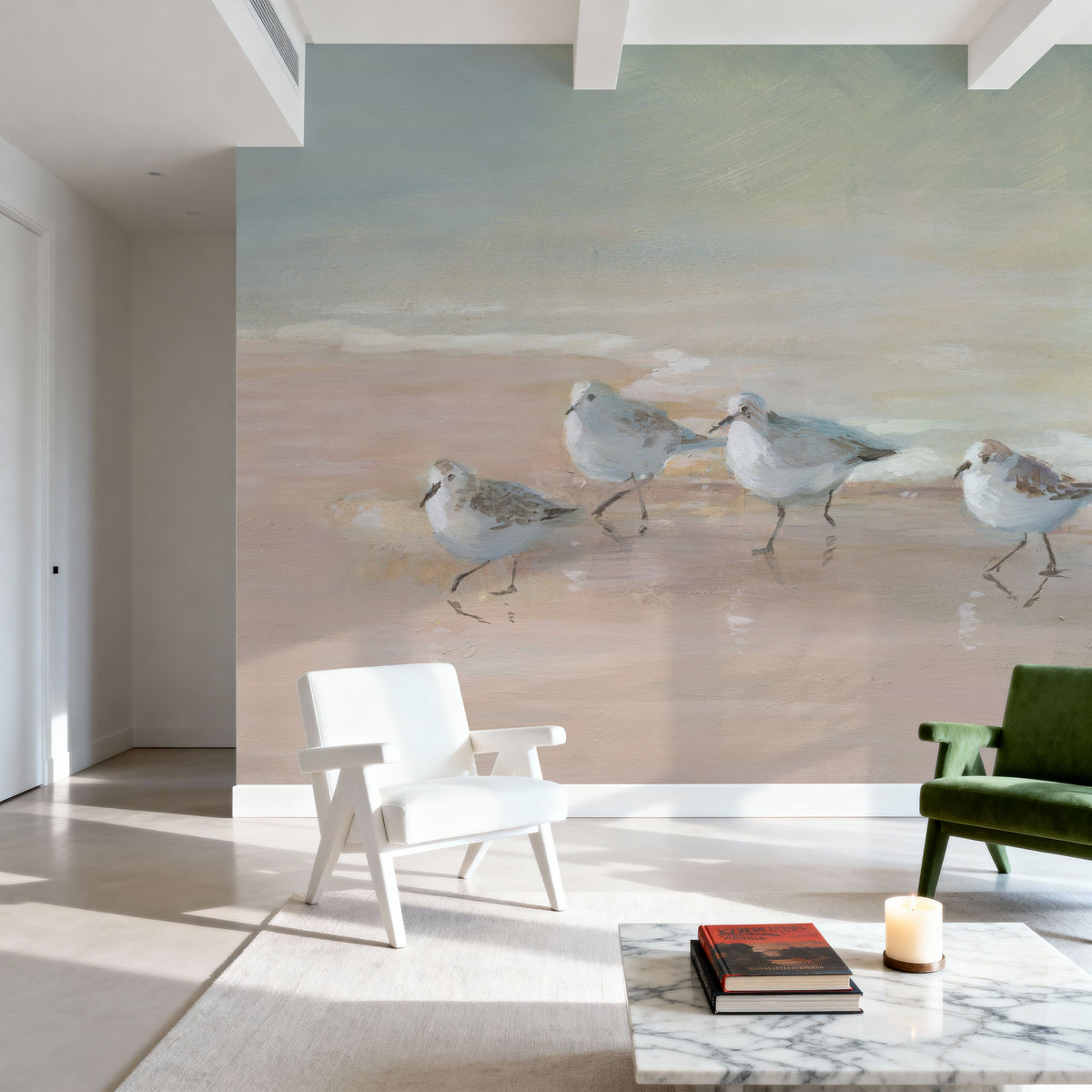 Shorebirds Mural Wallpaper - room preview 06