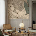 Leaf Lines Mural Wallpaper - Warm Tone - room preview 06