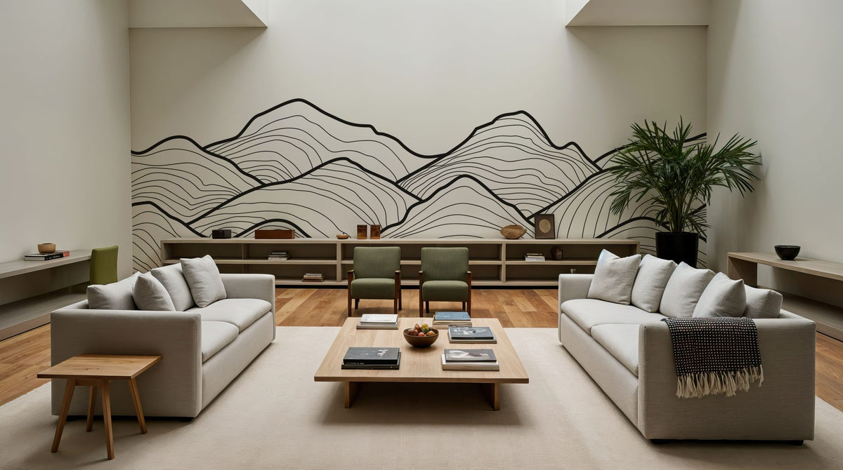 Line Mountain Mural Wallpaper - room preview 06