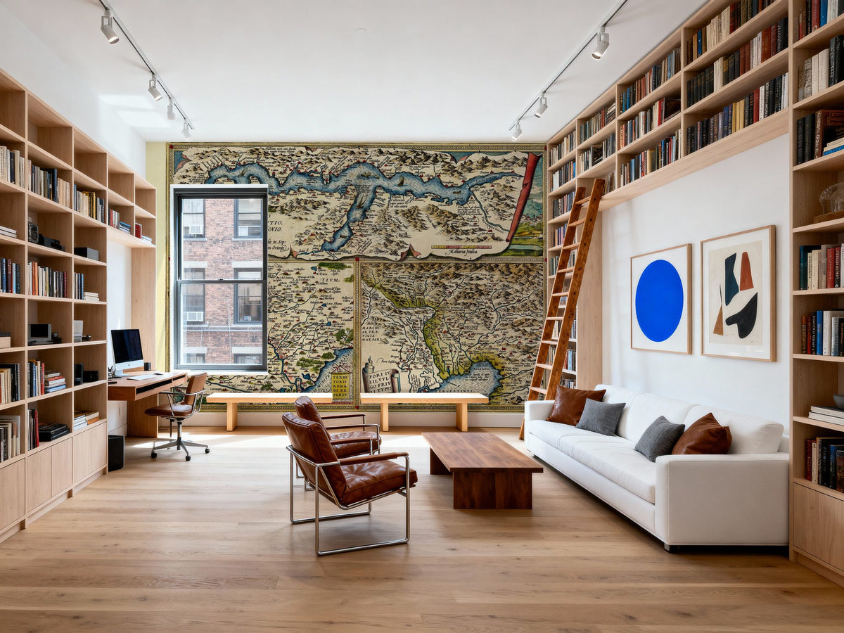 Old Map of Lake Como, Rome, Friuli, 1570 Mural Wallpaper - room preview 06