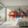 Watercolor London Skyline Mural Wallpaper - room preview 06