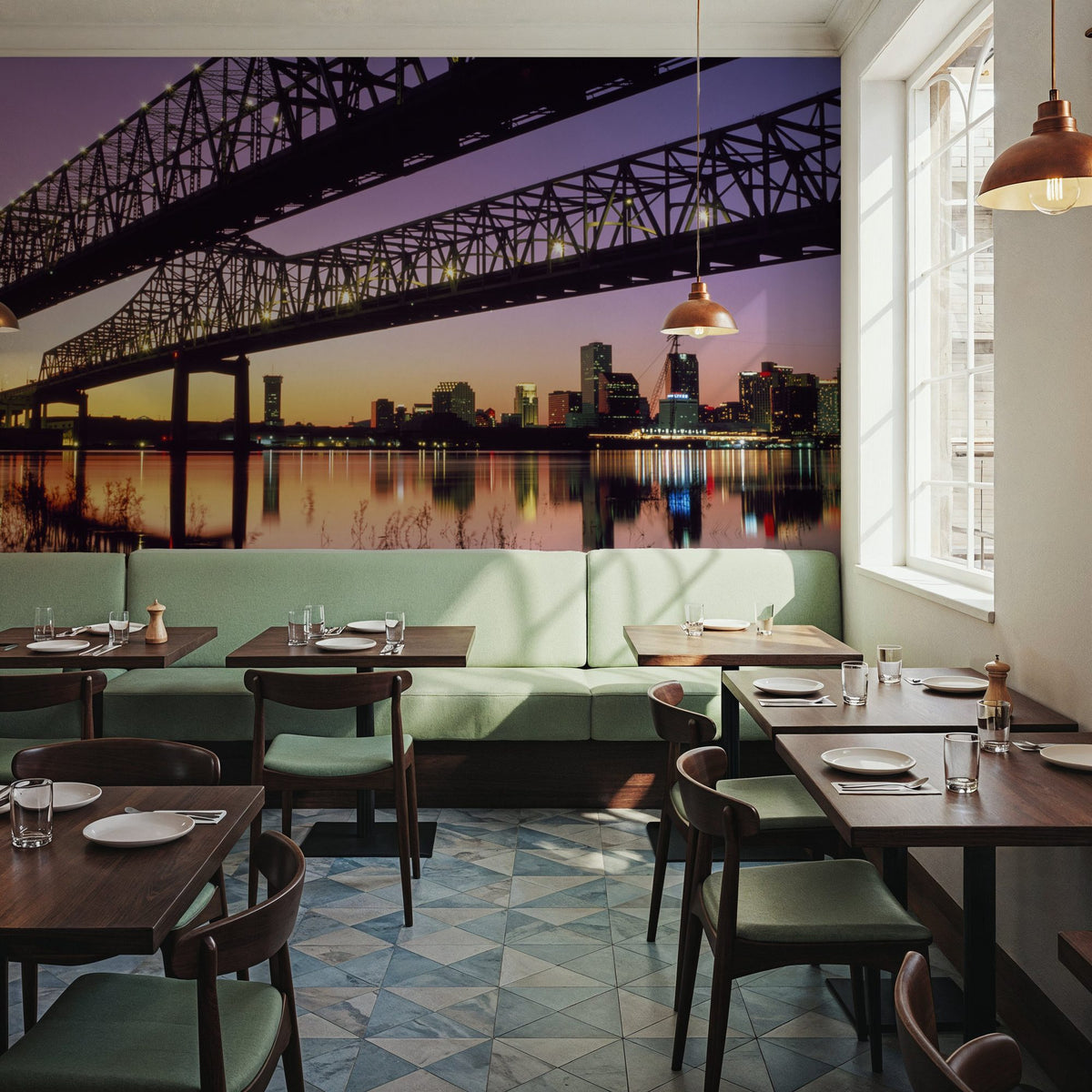 Urban Twilight Crossing Mural Wallpaper - room preview 06