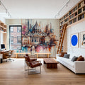 Watercolor Rome Skyline Mural Wallpaper - room preview 06