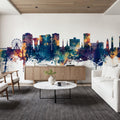 Virginia Beach Skyline Blue & Bronze Mural Wallpaper - room preview 06