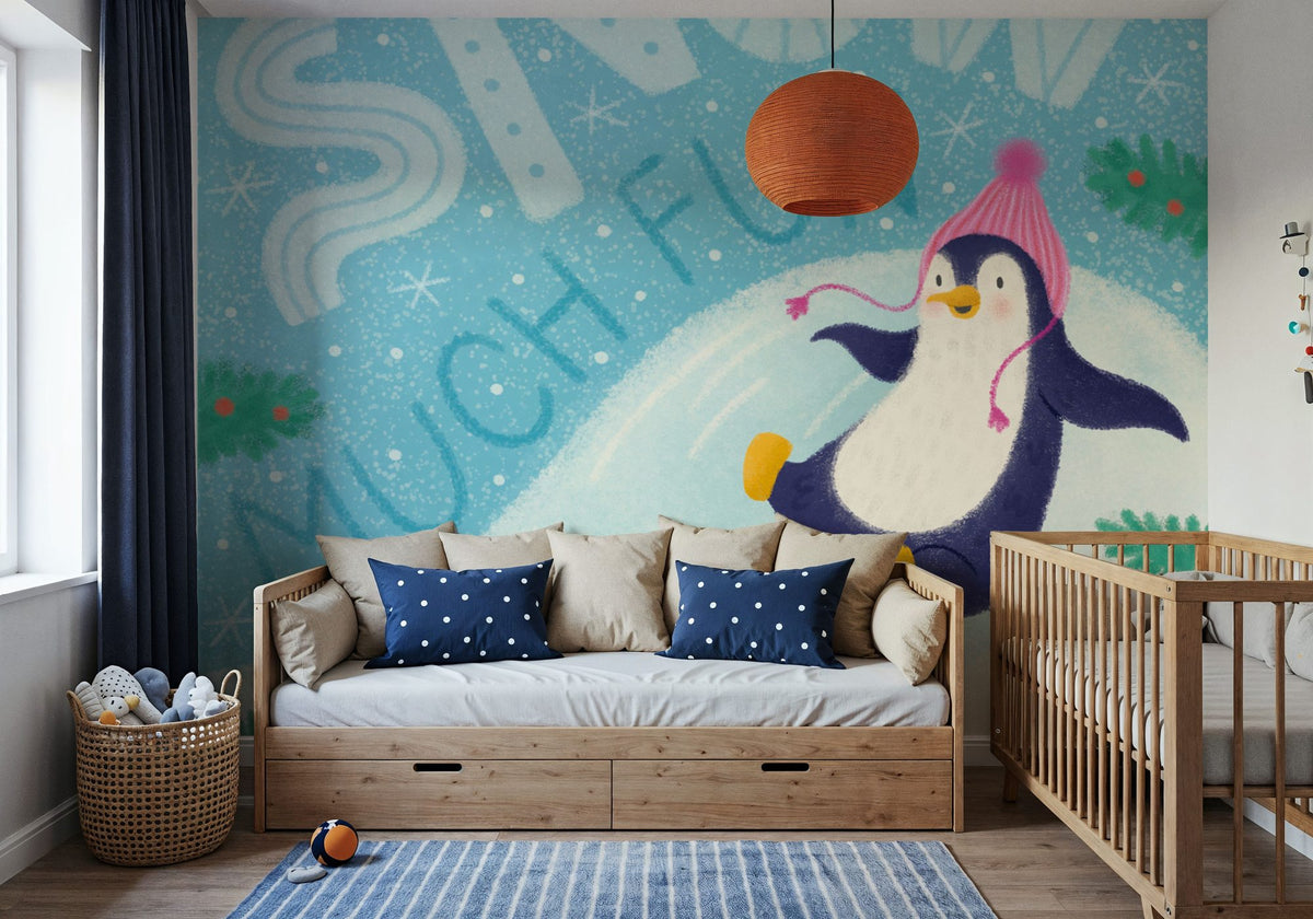 Snow Much Fun Mural Wallpaper - room preview 06