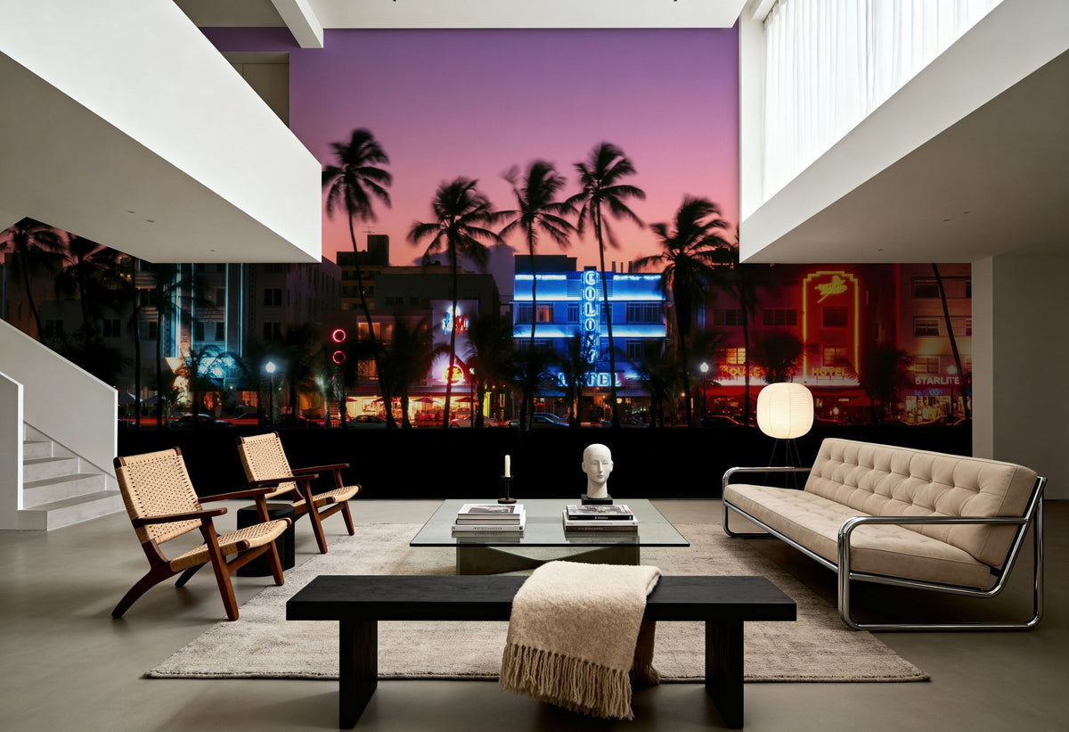 Neon Sunset Boulevard Mural Wallpaper - room preview 06