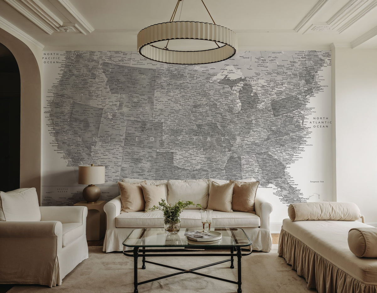 US Map Detailed - Jimmy Mural Wallpaper - room preview 06