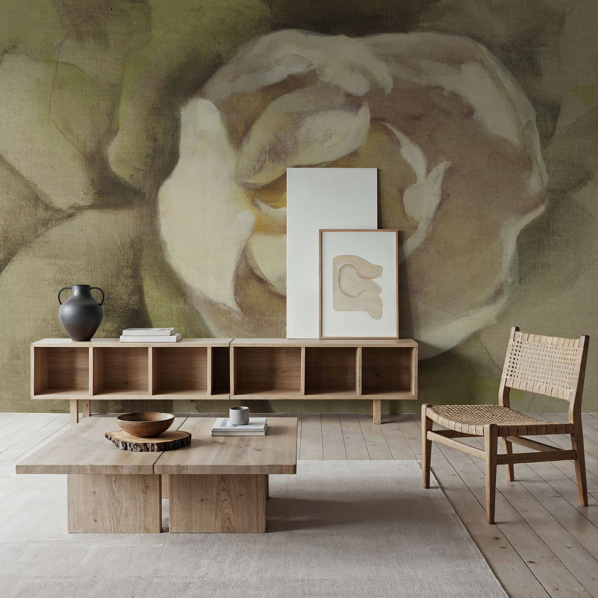White Blossom Mural Wallpaper - room preview 06