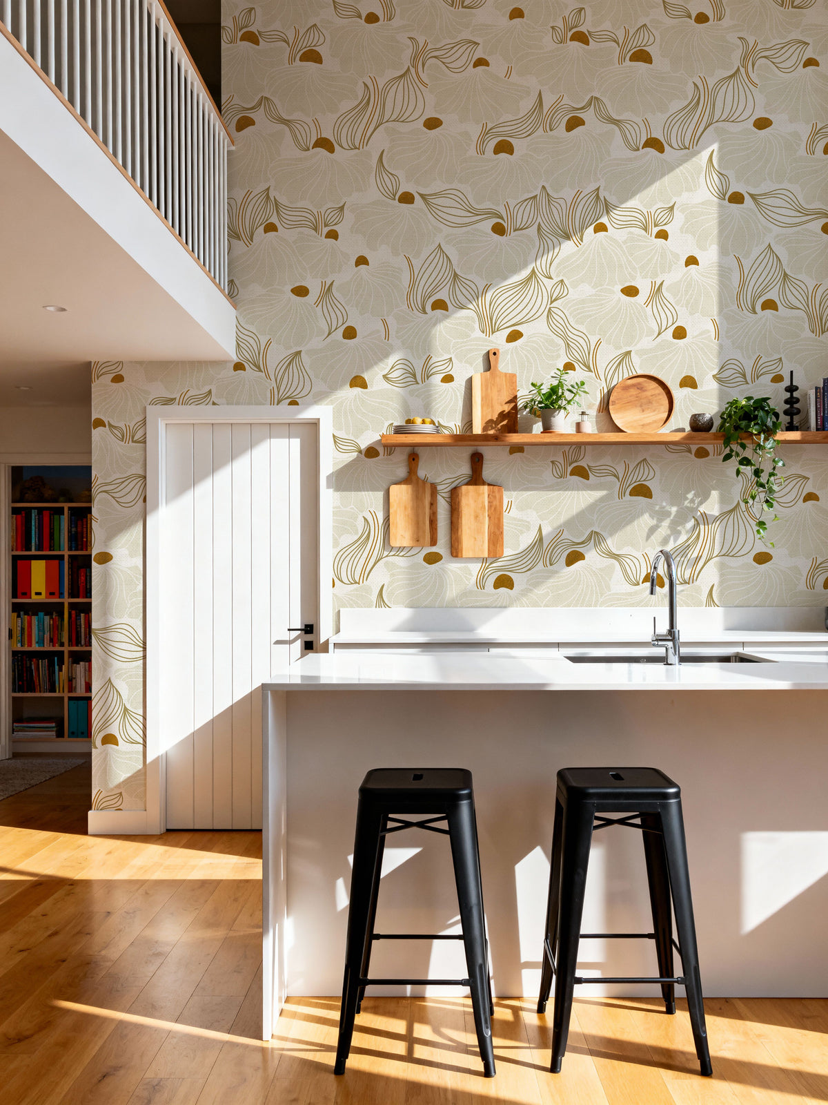 Natural Flow Meadow, Ivory Mural Wallpaper - room preview 06