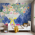 Flower Vases and Books Square Mural Wallpaper - room preview 06