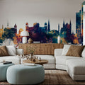 Karachi Pakistan Skyline Blue & Bronze Mural Wallpaper - room preview 06