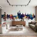Iowa City Skyline Blu & Bronze Mural Wallpaper - room preview 06