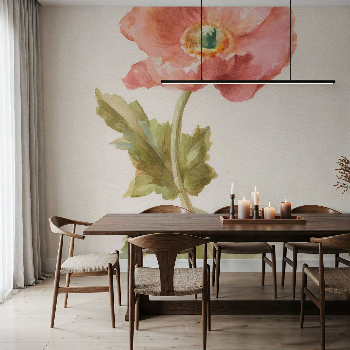 Garden Poppy Mural Wallpaper - room preview 06