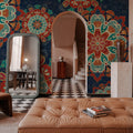Folk Floral VIII Dark Mural Wallpaper - room preview 06