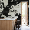 World Map Black Mural Wallpaper - room preview 06