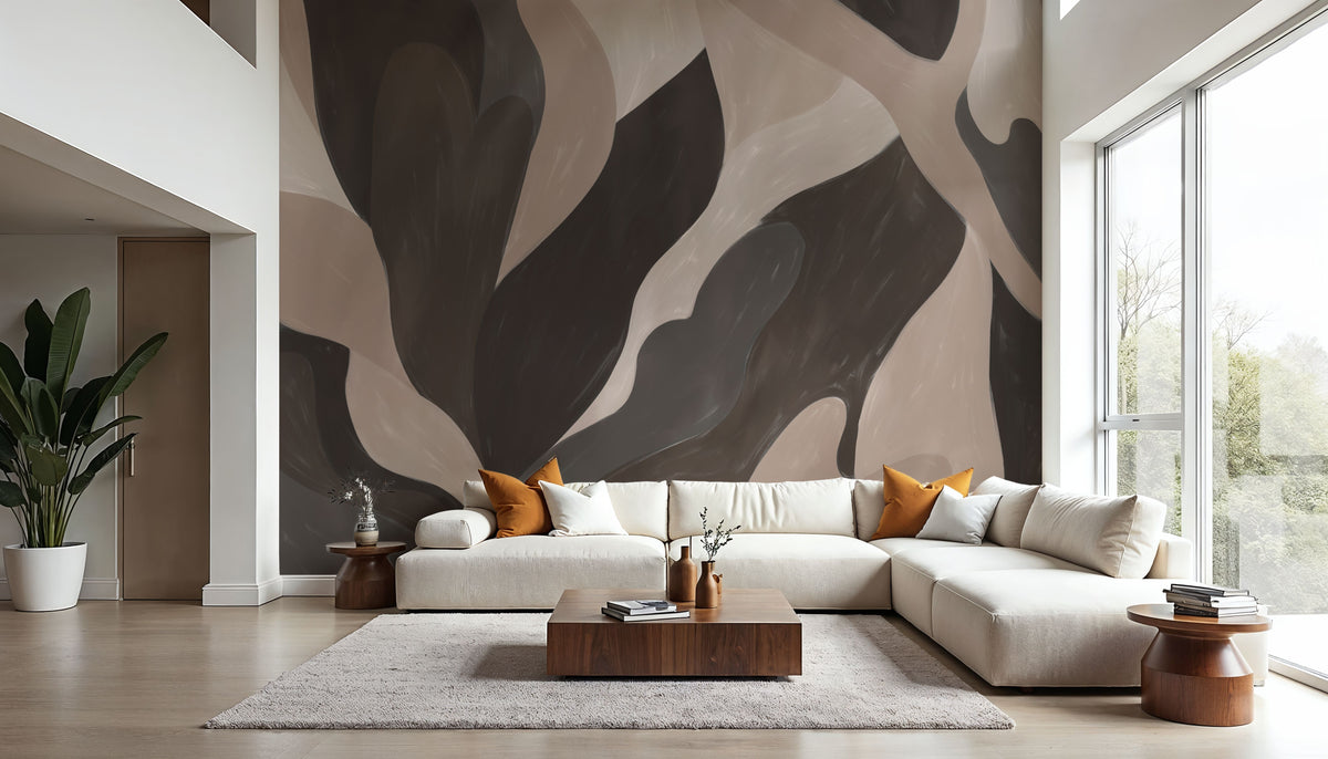 Dynamic Fields, Mocha Mural Wallpaper - room preview 06